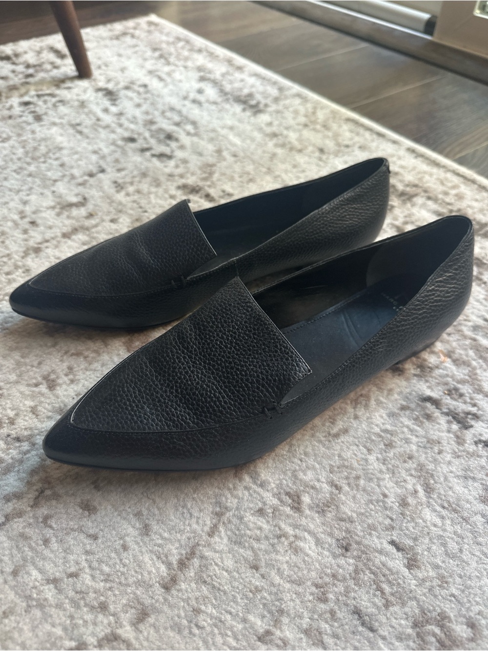 Marc Fisher Black Pointed Toe Leather Loafers - Women